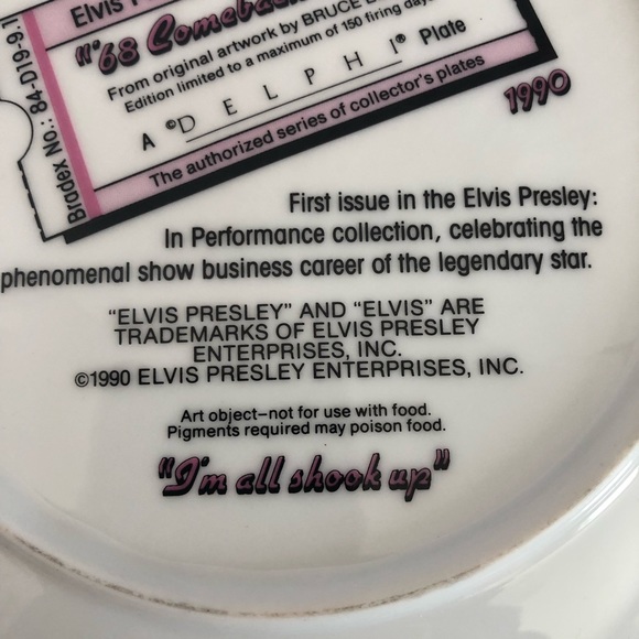ELVIS PRESLEY COLLECTORS PLATE '68 Comeback Special number 1658, w/COA - Picture 6 of 10